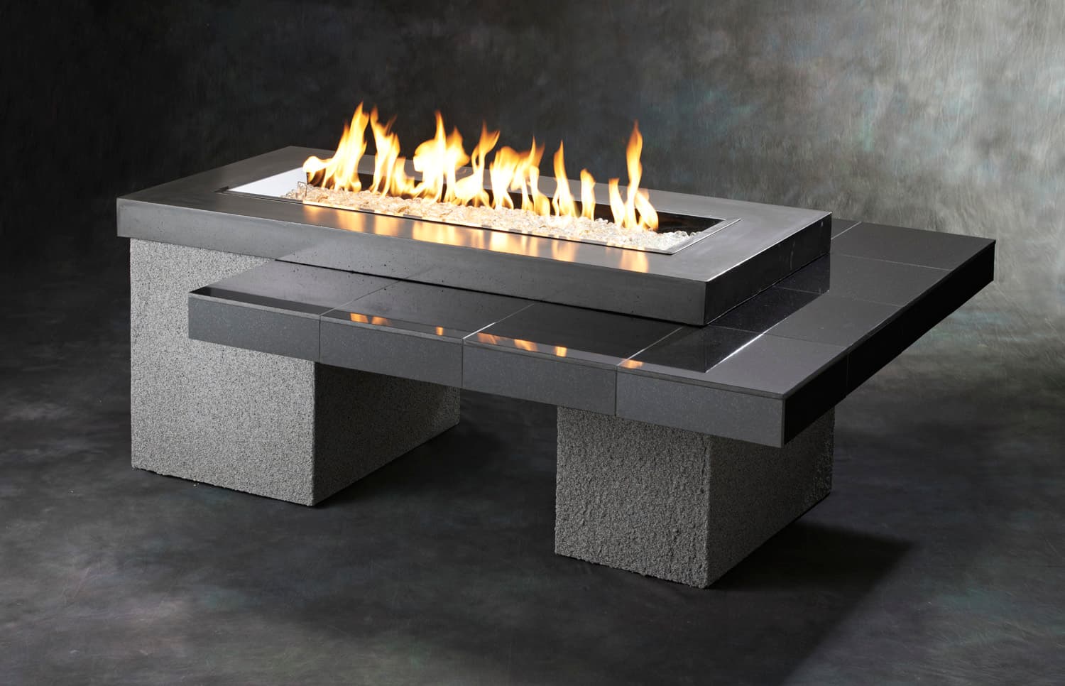 The Outdoor GreatRoom Company - Brown or Black Uptown Linear Gas Fire Pit Table
