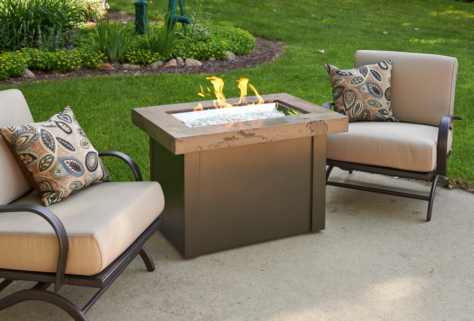 The Outdoor GreatRoom Company - Brown Providence Rectangular Gas Fire Pit Table