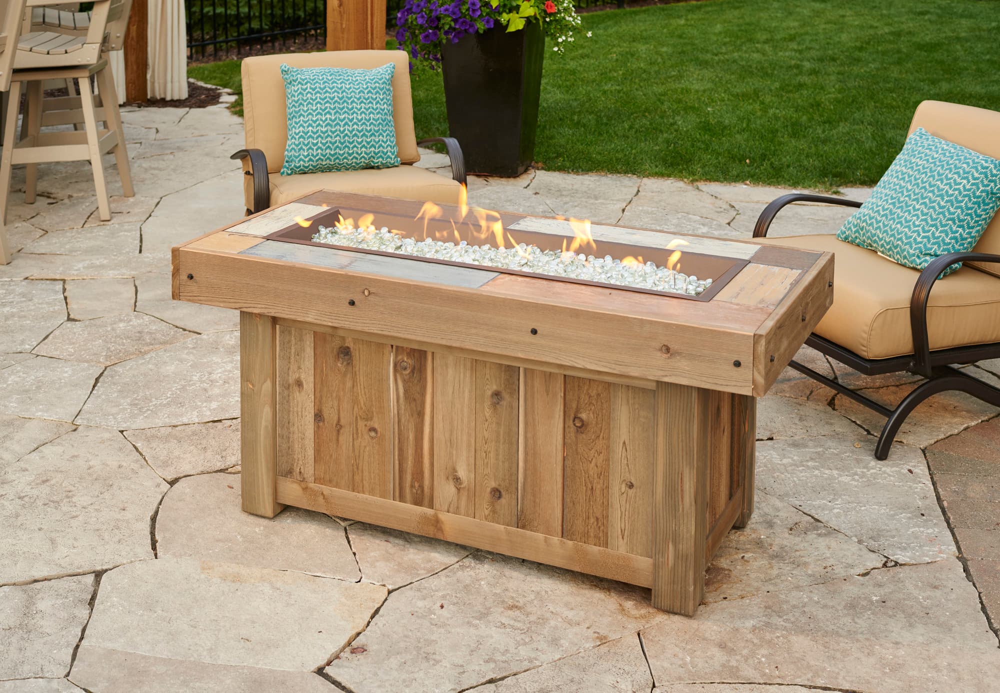 The Outdoor GreatRoom Company - Vintage Linear Gas Fire Pit Table