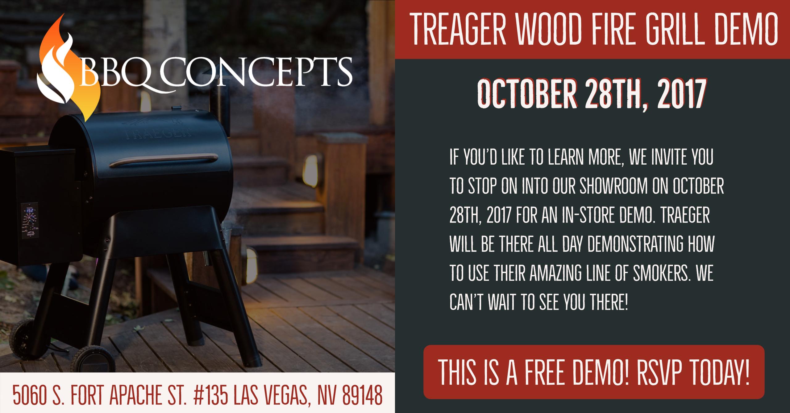 Traeger Wood Fire Grill Demonstration Day - Saturday, October 28th 2017 at BBQ Concepts of Las Vegas, Nevada